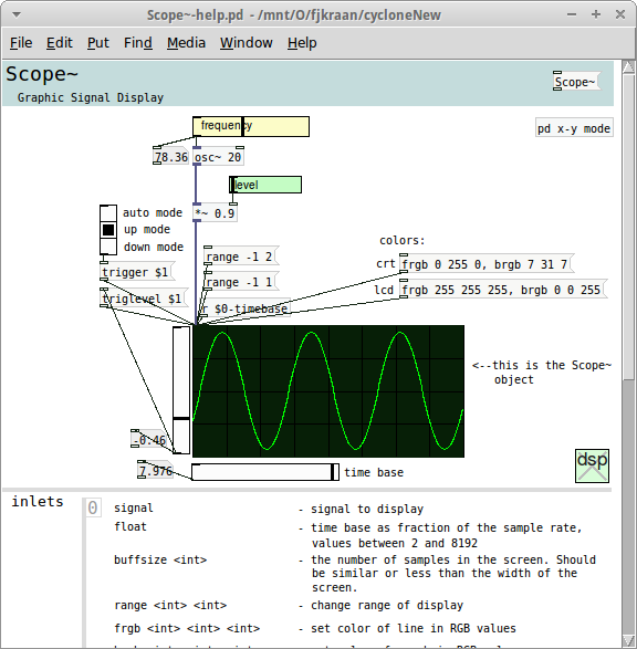 help patch for the Scope~ object